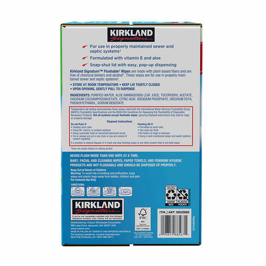 Kirkland Signature Premoistened Flushable Wipes, Fragrance Free