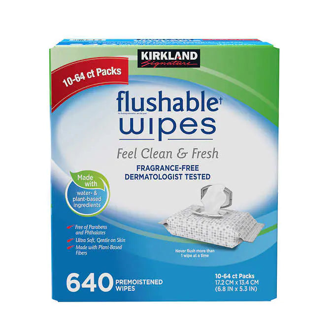 Kirkland Signature Premoistened Flushable Wipes, Fragrance Free